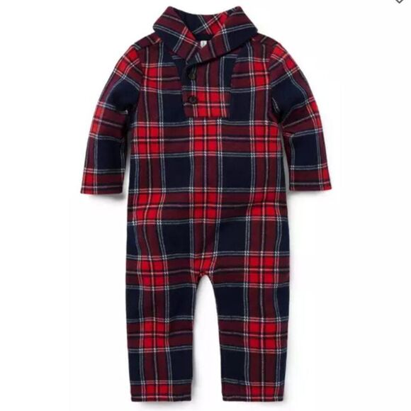 Janie and Jack 100047008 Red and Navy The Tartan Baby One-Piece 0-3 m NWT - Picture 1 of 10